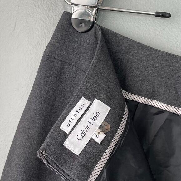 Calvin Klein Size 6 Charcoal Career Stretch Pencil Skirt Business Office Classic - Picture 6 of 11